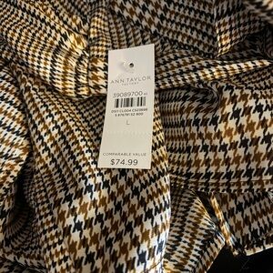 Ann Taylor Houndstooth Shirt in Black, White, and Brown
